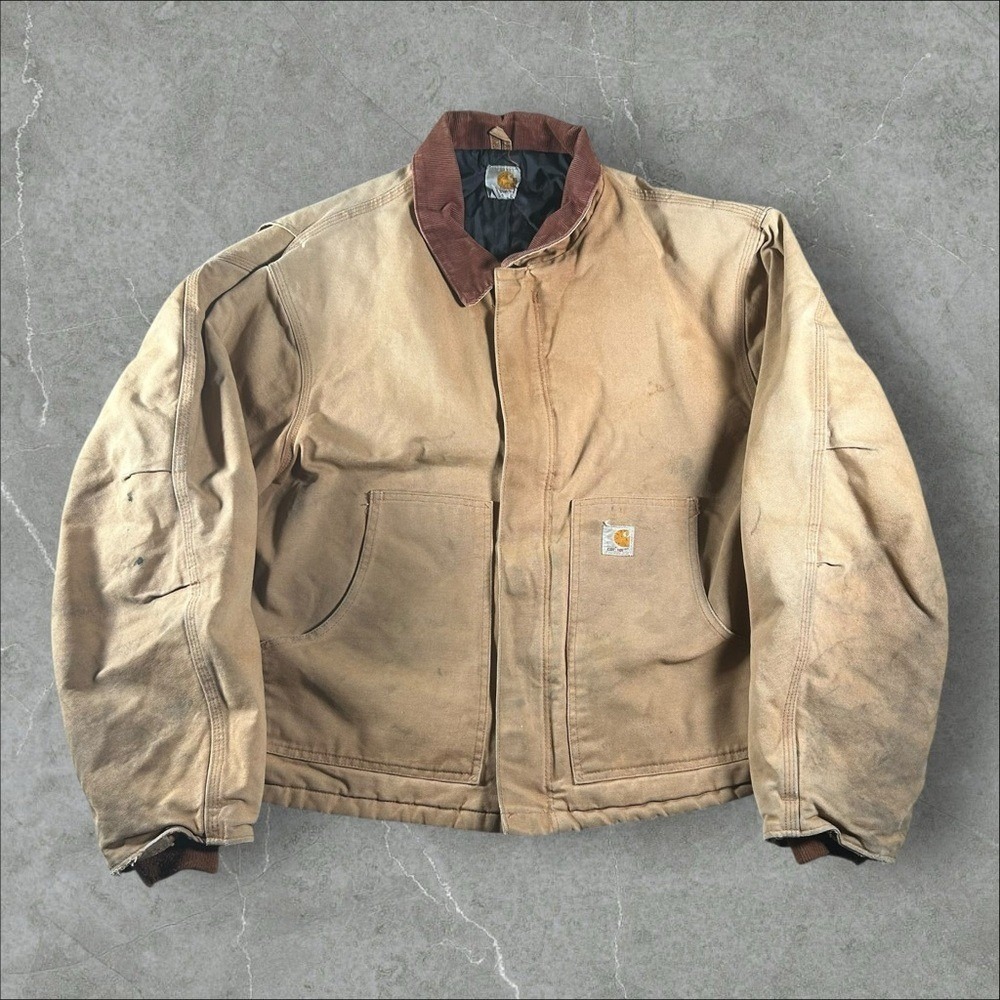 Vintage Carhartt Jacket Mens XXL Tan Artic Detroit Duck Canvas J002 Brn Workwear